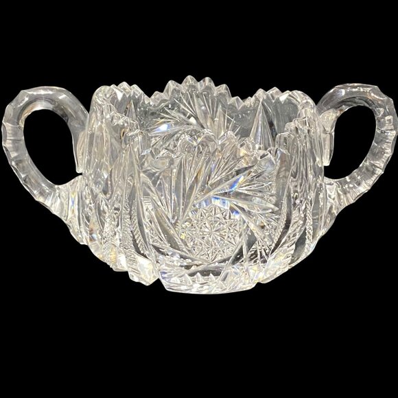 Antique American Brilliant Period Cut Glass ABP 2 Pc Set Sugar Bowl & Creamer - Picture 9 of 16